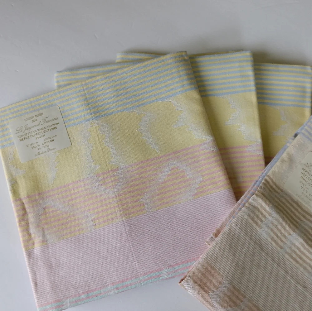 4 NEW Le Jacquard Francais Primrose Bordier Pour Cloth Napkins Set